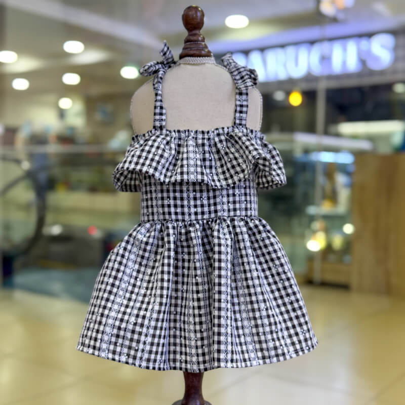 VESTIDO A CUADROS BLANCO CON NEGRO TALLAS M/L