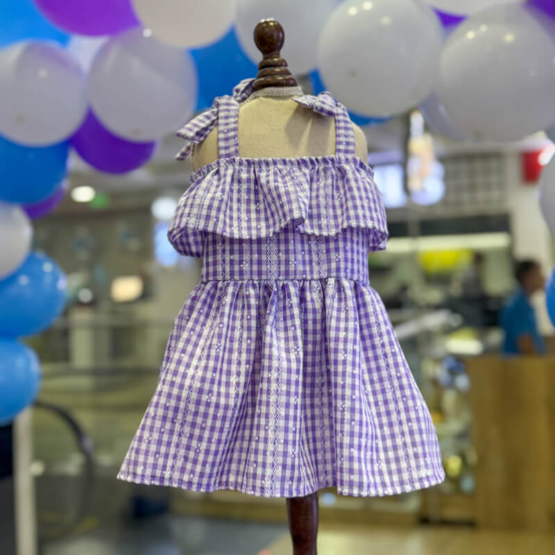 VESTIDO A CUADROS MORADO TALLAS XS/S