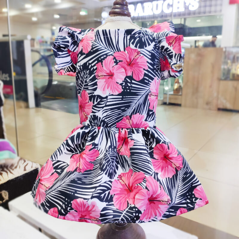 VESTIDO FLOREADO CON HOJAS NEGRAS TALLAS XXXS/XXS