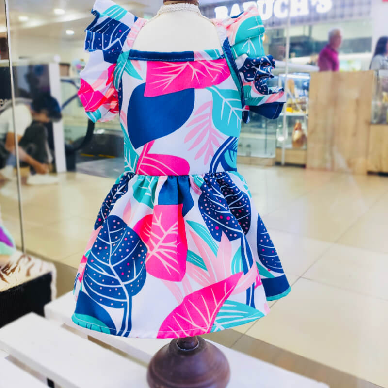 VESTIDO COLORIDO DE HOJAS TALLA XS