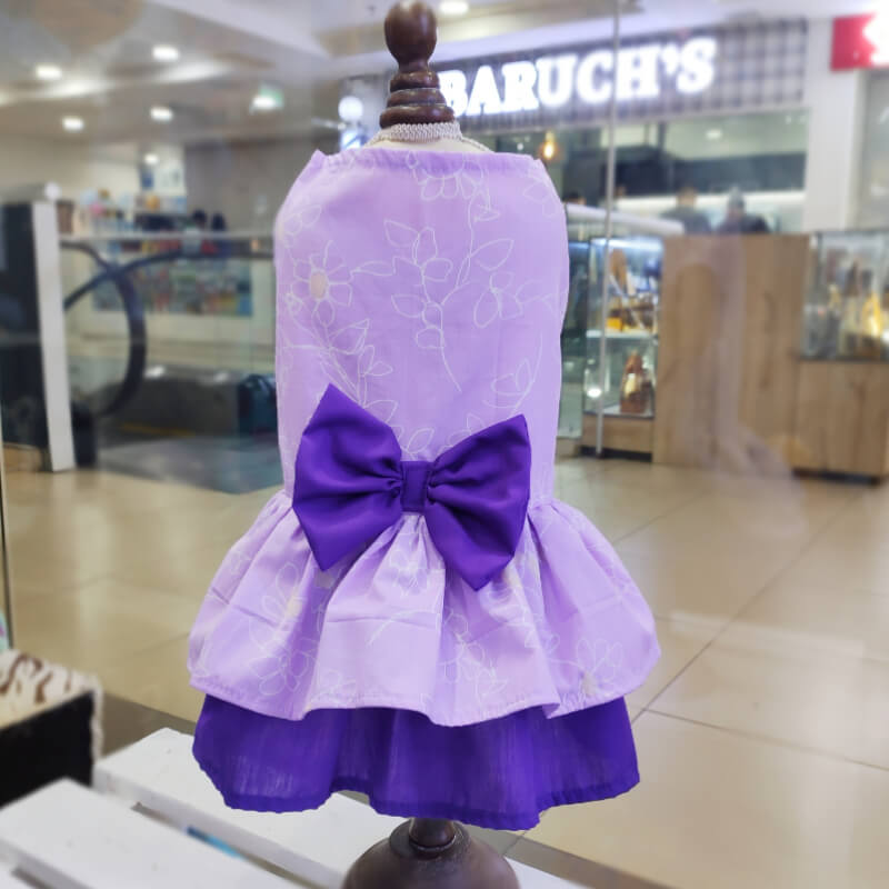 VESTIDO LILA PASTEL CON LAZO MORADO TALLAS XXXS/XXS