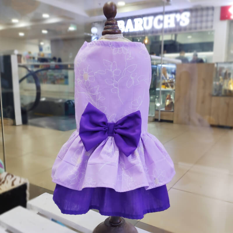 VESTIDO LILA PASTEL CON LAZO MORADO TALLAS XS/S