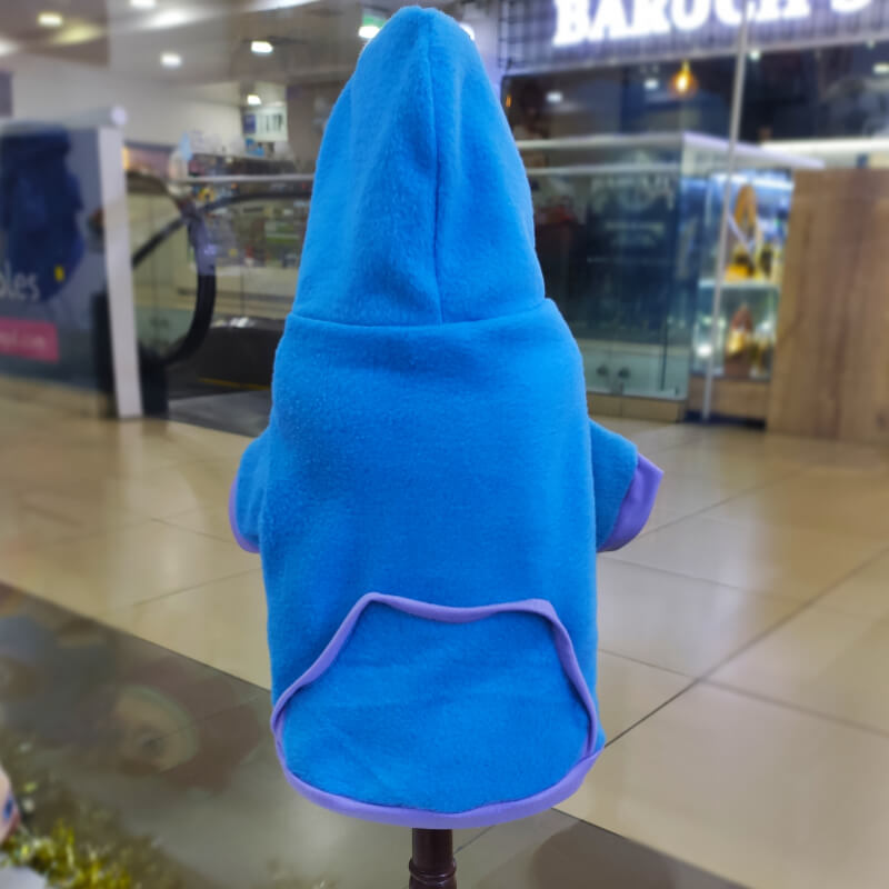 HOODIE TURQUESA CON FILOS MORADOS PARA PERRITOS Y GATITOS UNISEX EN TALLAS XS/S