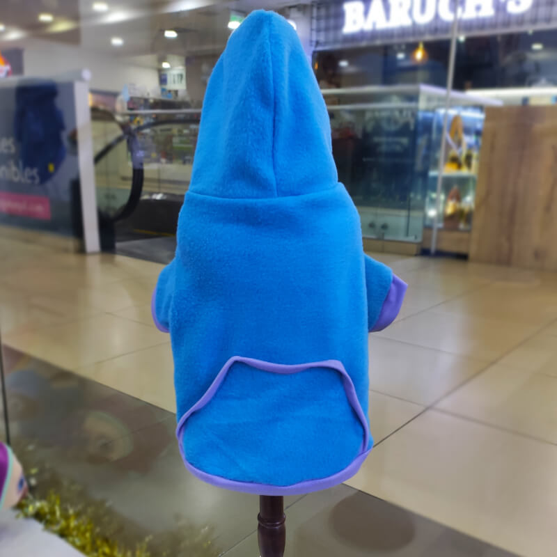 HOODIE TURQUESA CON FILOS MORADOS PARA PERRITOS Y GATITOS UNISEX EN TALLAS M/L