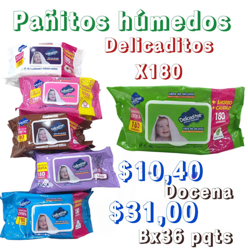 PAÑITOS HUMEDOS DELICAADITOS X 180