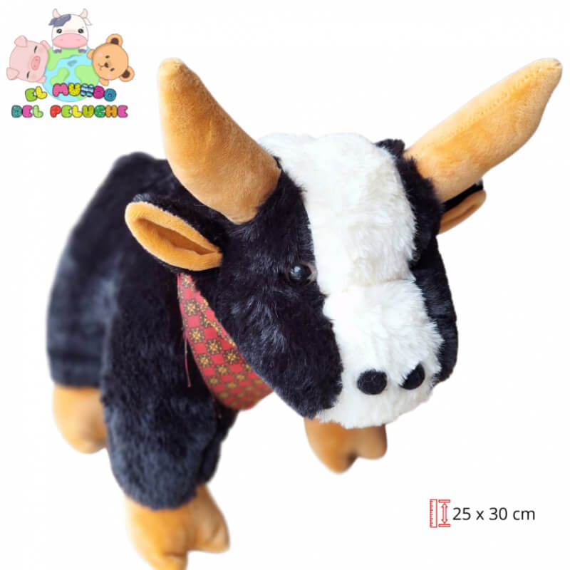 Peluche Toro Mediano Peludito | Diseño Tradicional Mexicano 25 x 30 cm | El Mundo del Peluche