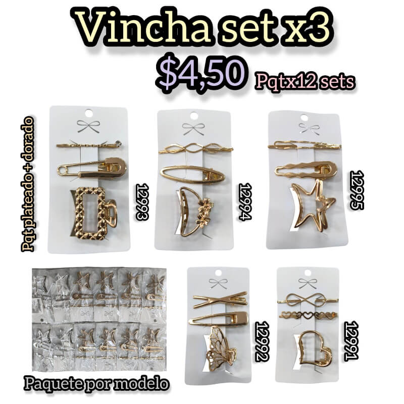 VINCHA EN SET X 3
