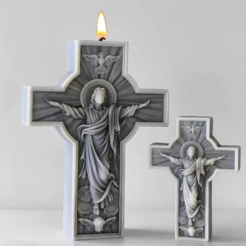 Molde de silicona con diseño de Cruz de Cristo para uso en Velas, Jabones, resina, chocolate.