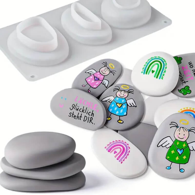 Molde de silicona de diseño de Piedras Equilibradas paro uso en resina, porcelana fría, chocolate.