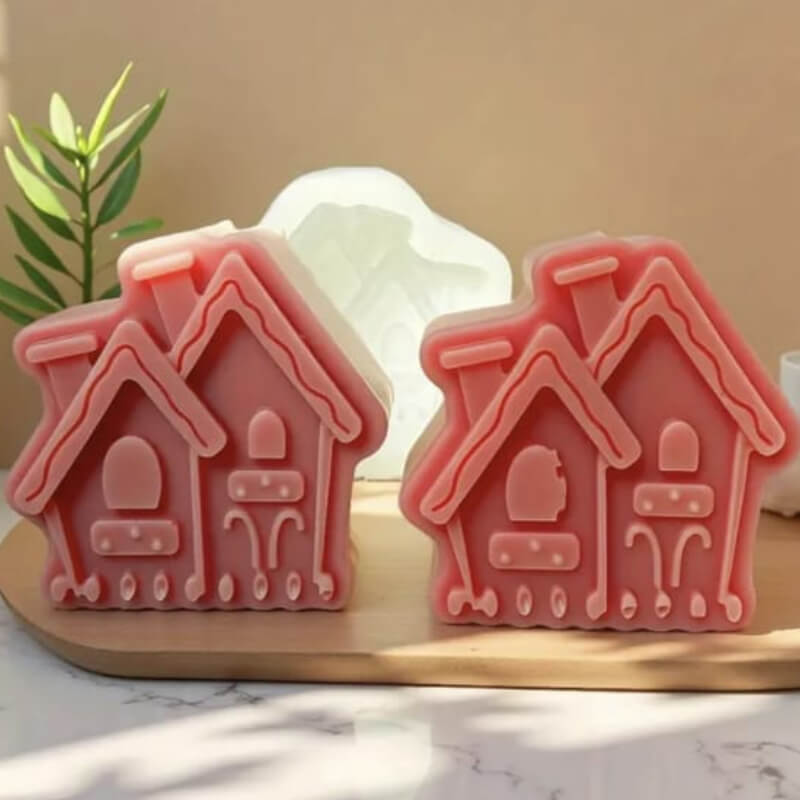Molde de silicona diseño de casa para uso en resina, velas, chocolate, yeso, velas.