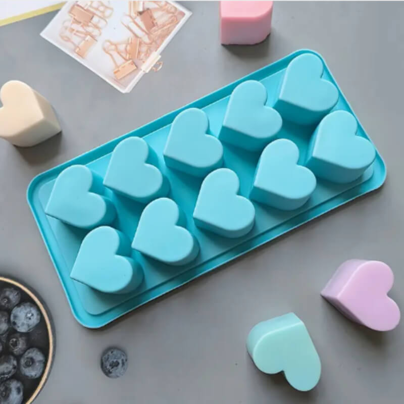 Molde Silicona Corazones 3D x10