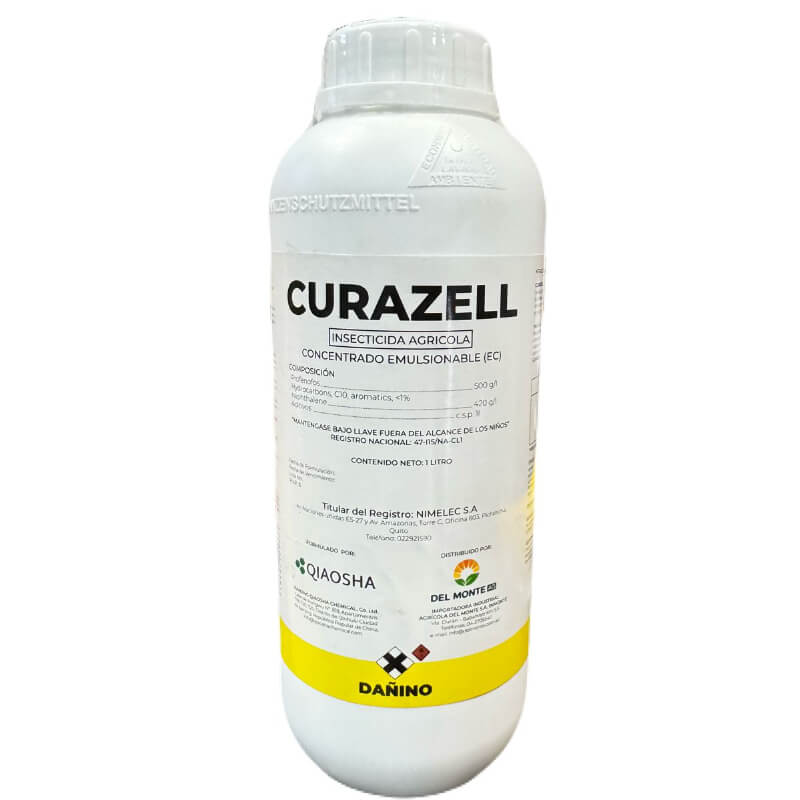 Curazell, Insecticida, Profenofos. Presentación Litro, Del Monte.