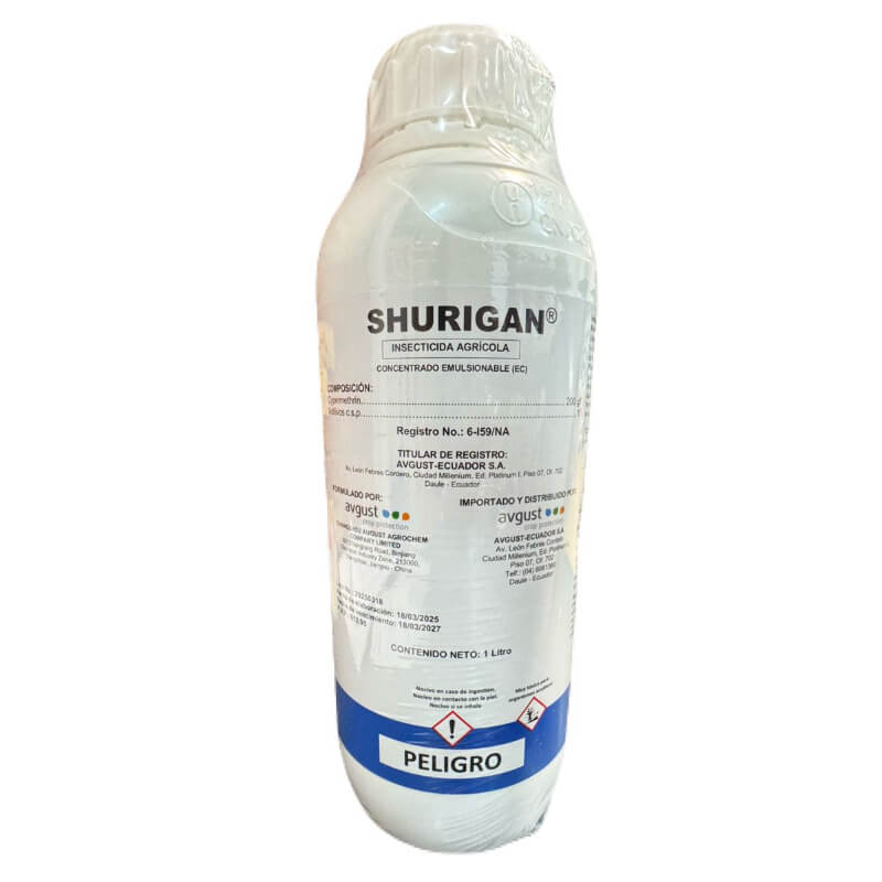 Shurigan, Insecticida, Cypermethrin 200g/l. Presentación Litro, Avgust