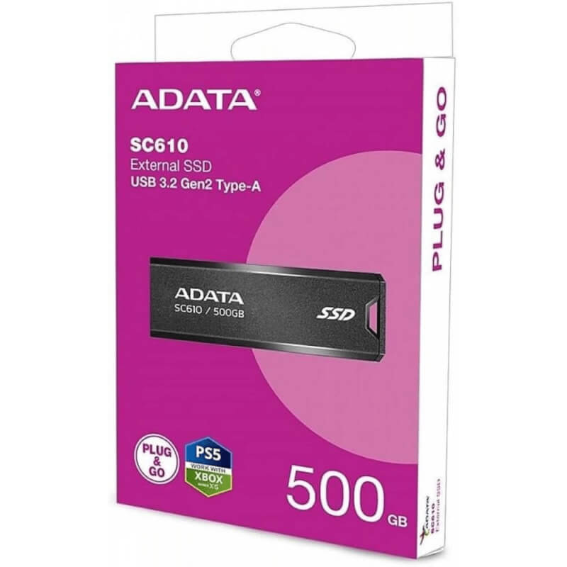 DISCO EXTERNO SSD ADATA EXTERNO SC610 500GB USB 3.2 GEN2 550/500MB/S COMPATIBLE PS5 XBOX