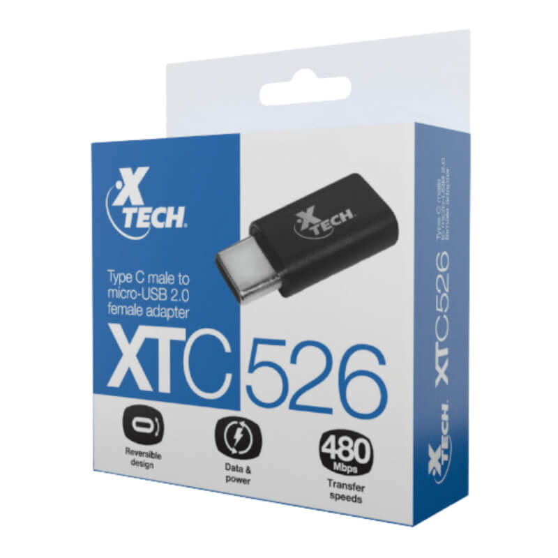 XTECH USB TYPE C MALE TO MICRO USB FEMALE ADAPTER XTC-526