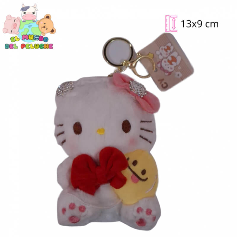 Llavero de Peluche Kitty, My Melody, Kuromi y Cinnamoroll con Diamantes | 13x9 cm | El Mundo del Peluche