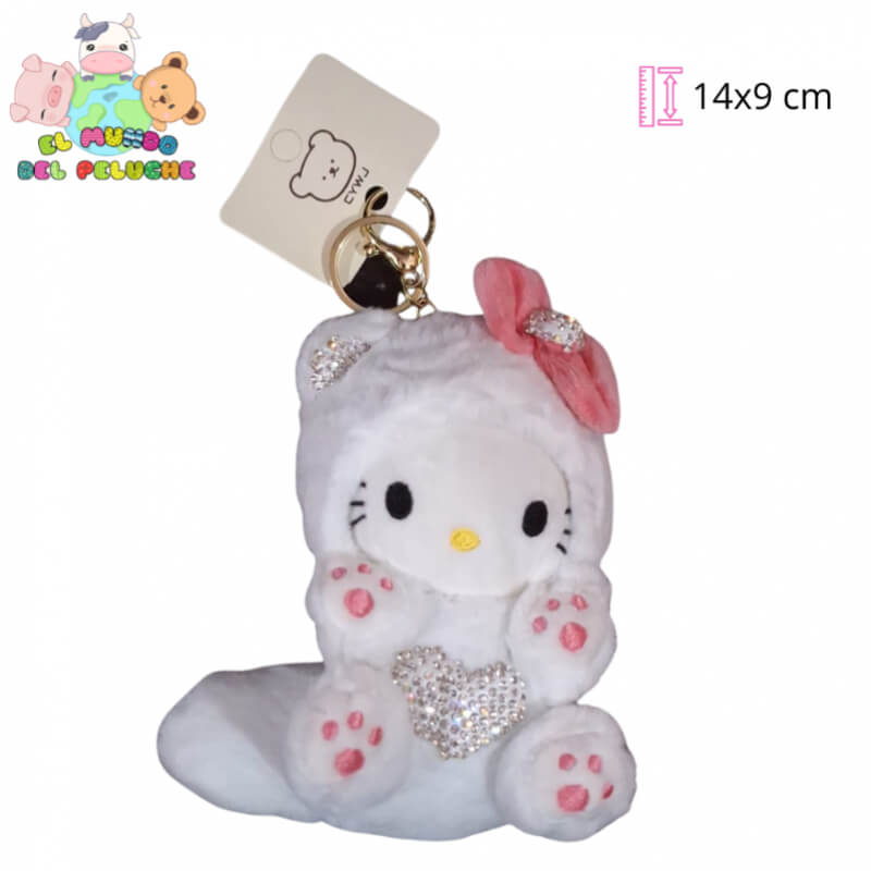Llavero de Peluche Hello Kitty con Pijama, Cola y Huellitas | 14x9 cm | El Mundo del Peluche