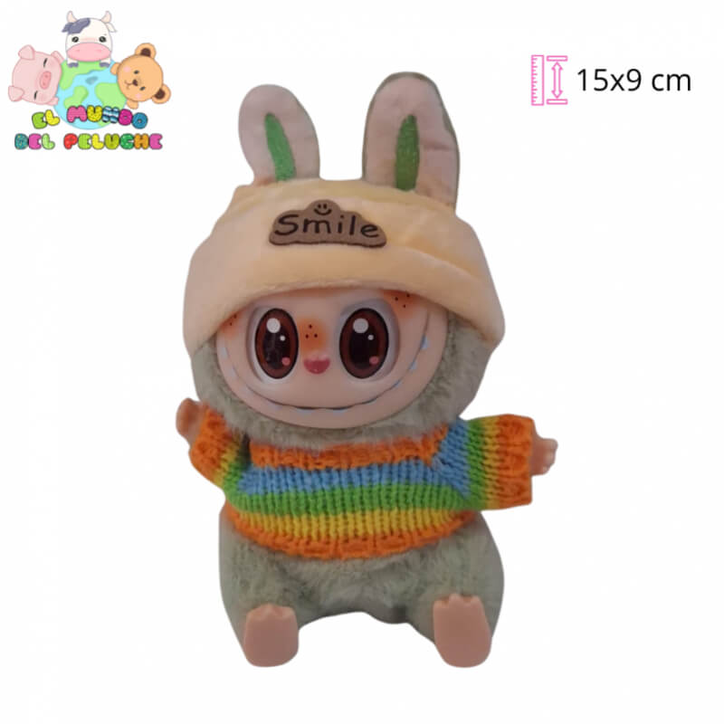 Llavero de Peluche Labubu Smile con Sonido y Suéter Tejido | 15x9 cm | El Mundo del Peluche