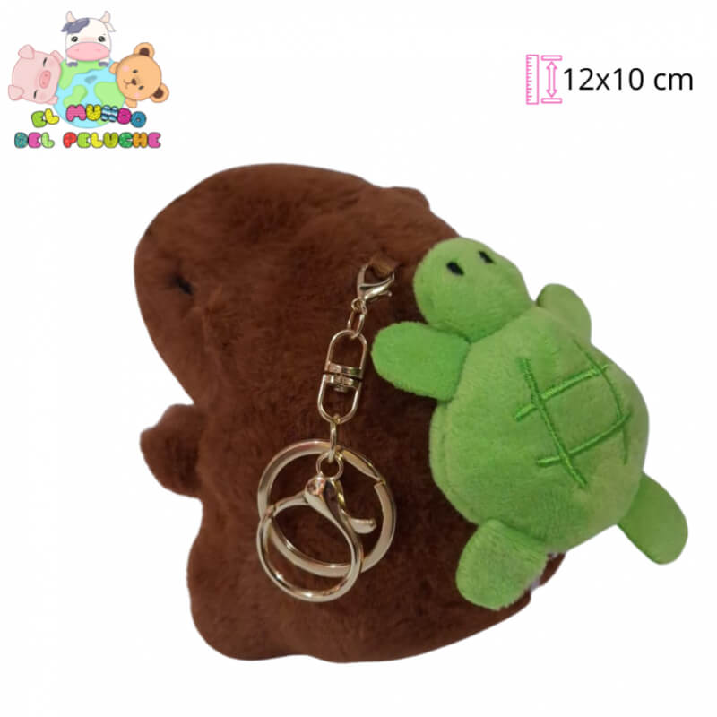 Llavero de Peluche Capibara con Tortuga Giratoria | 12x10 cm | El Mundo del Peluche
