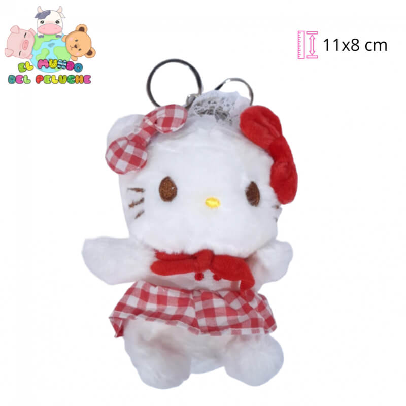 Llavero de Peluche Kitty, Melody, Kuromi y Cinnamoroll con Vestido de Cuadros | 11x8 cm | El Mundo del Peluche