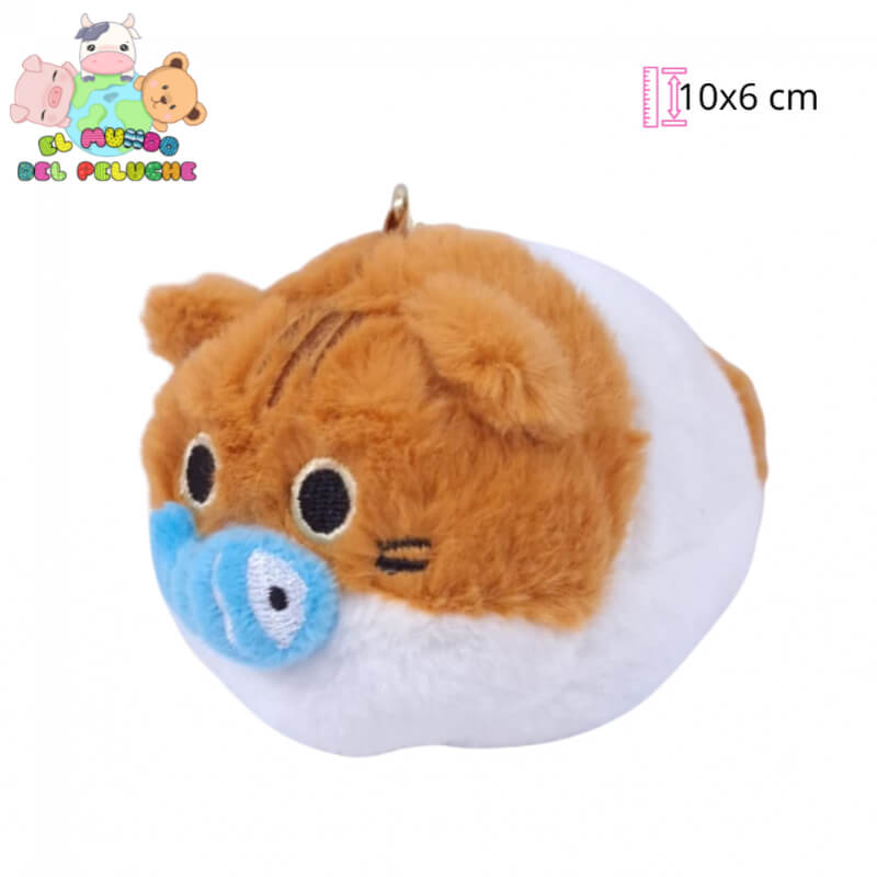 Llavero de Peluche Gato Come Pez con Movimiento | 10x6 cm | El Mundo del Peluche