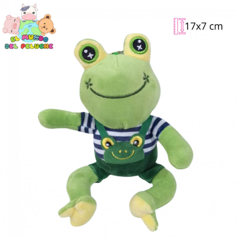 Llavero de Peluche Rana René con Overol o Vestido | 17x7 cm | El Mundo del Peluche