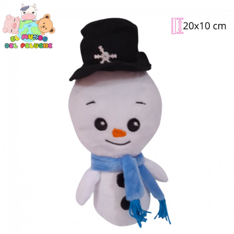 Peluche Muñeco de Nieve #0 con Sombrero y Bufanda Azul | 20x10 cm | El Mundo del Peluche