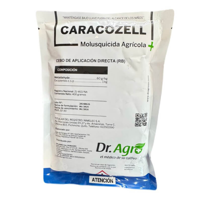Caracozell 400Gr, Molusquicida, Metaldehyde. Dr. Agro