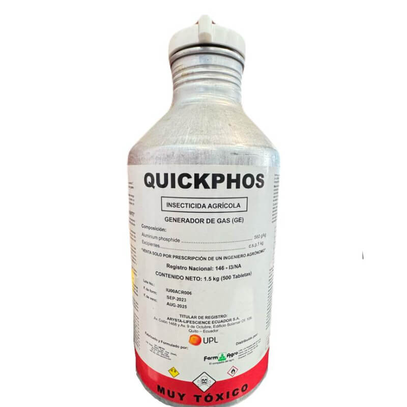 Quickphos, Insecticida, Aluminium Phosphide. Farmagro.