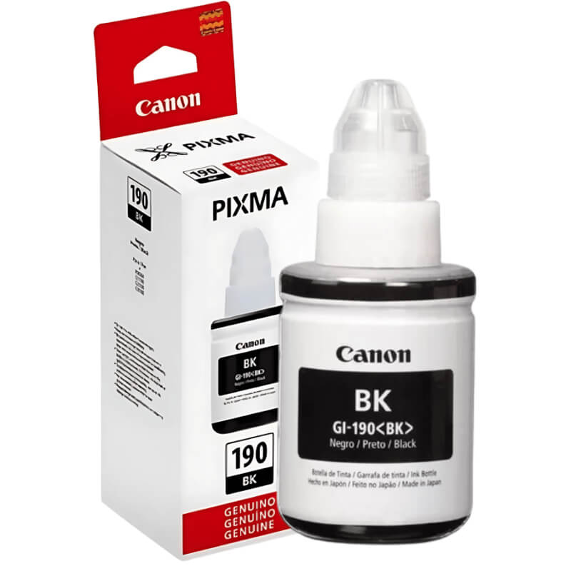 Tinta Canon GI-190 Negra 135ML PIXMA Original y Rendimiento Superior