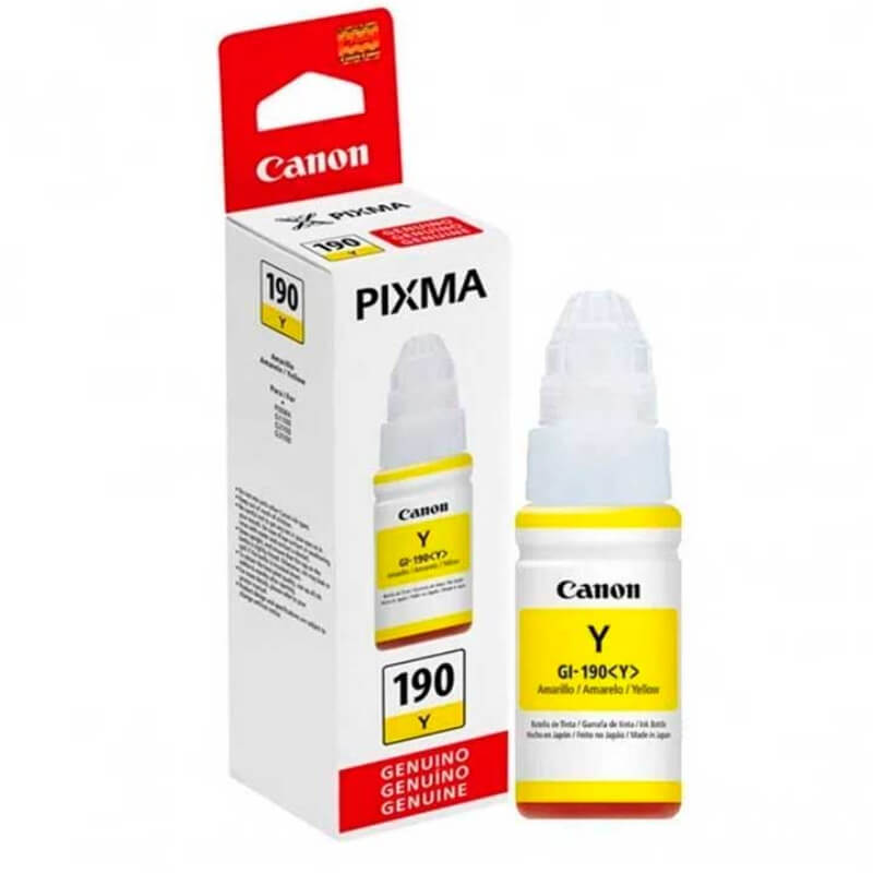 Tinta Canon GI-190 Amarilla 70ML PIXMA Color Intenso y Original
