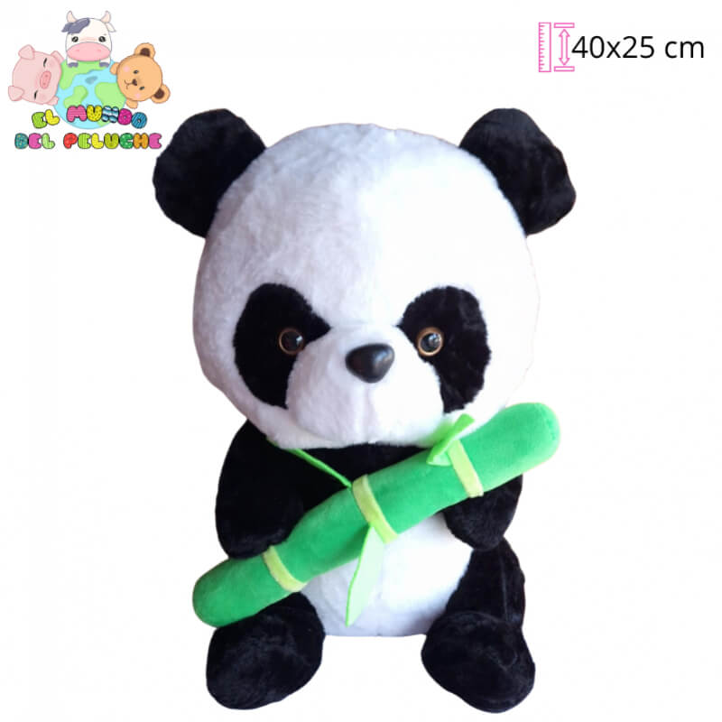 Peluche Panda Bambú #2 | Peluche Clásico con Caña | 40x25 cm | El Mundo del Peluche