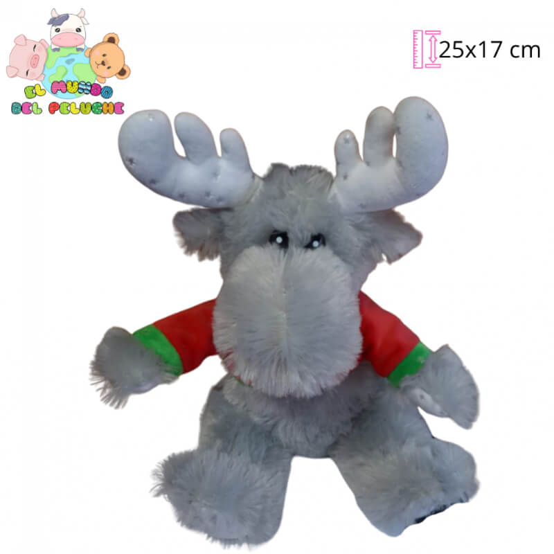 Reno Sentado Chico | Peluche Navideño | 25x17 cm | El Mundo del Peluche