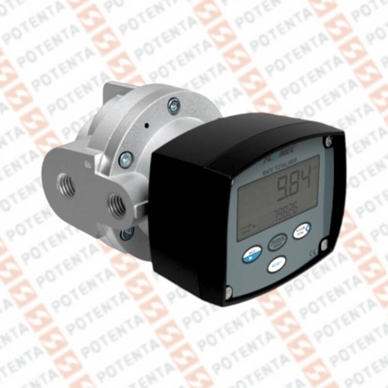 Flujometro Engranaje Ovales 80°C 1...40L/min 1/2NptH Totatilador Mecánico 4 Digitos M20*1.5, diesel, Flomec