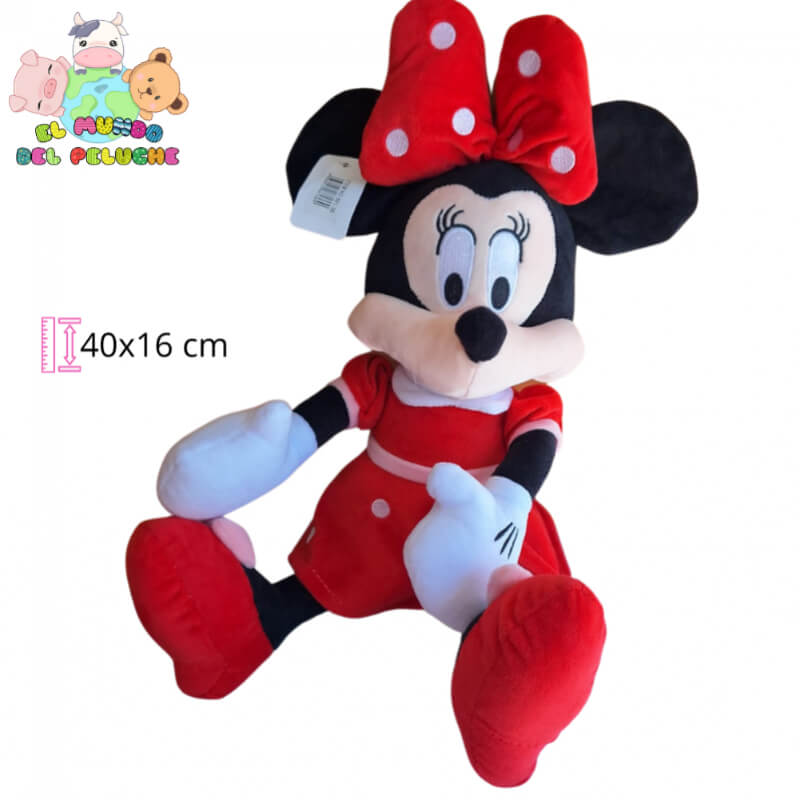 Minnie Mouse | Clásica con Moño Rojo | Peluche Coleccionable | 40x16 cm | El Mundo del Peluche