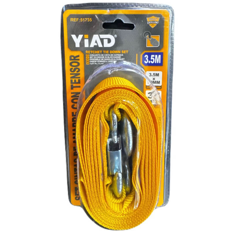 Set de Cintas de Amarre con Tensor 3.5Mx50mm. Marca Yiad.