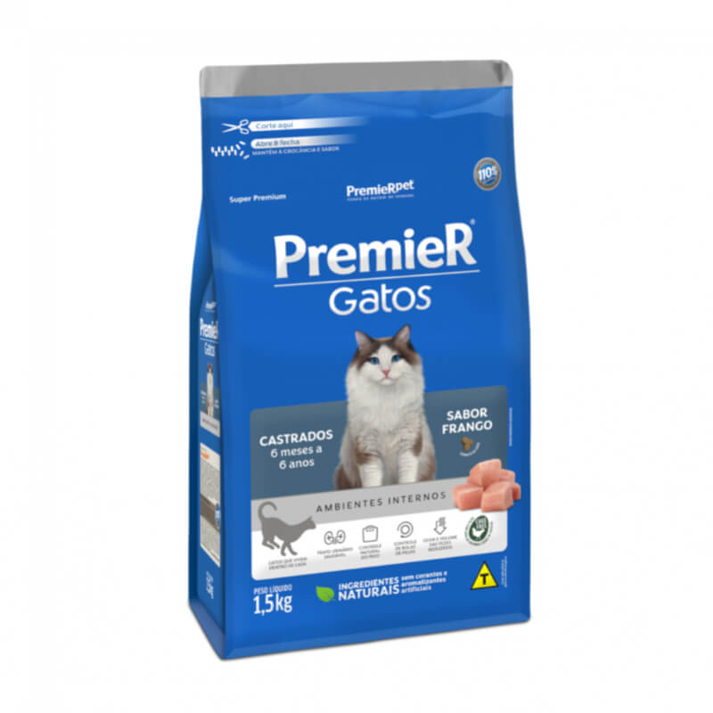 Premier Gatos Castrados Sabor Pollo 1.5Kg