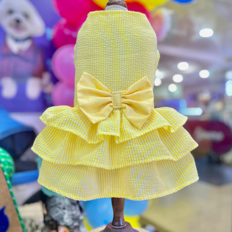 VESTIDO A CUADROS AMARILLO PARA GATITAS Y PERRITAS TALLA XXXS/XXS