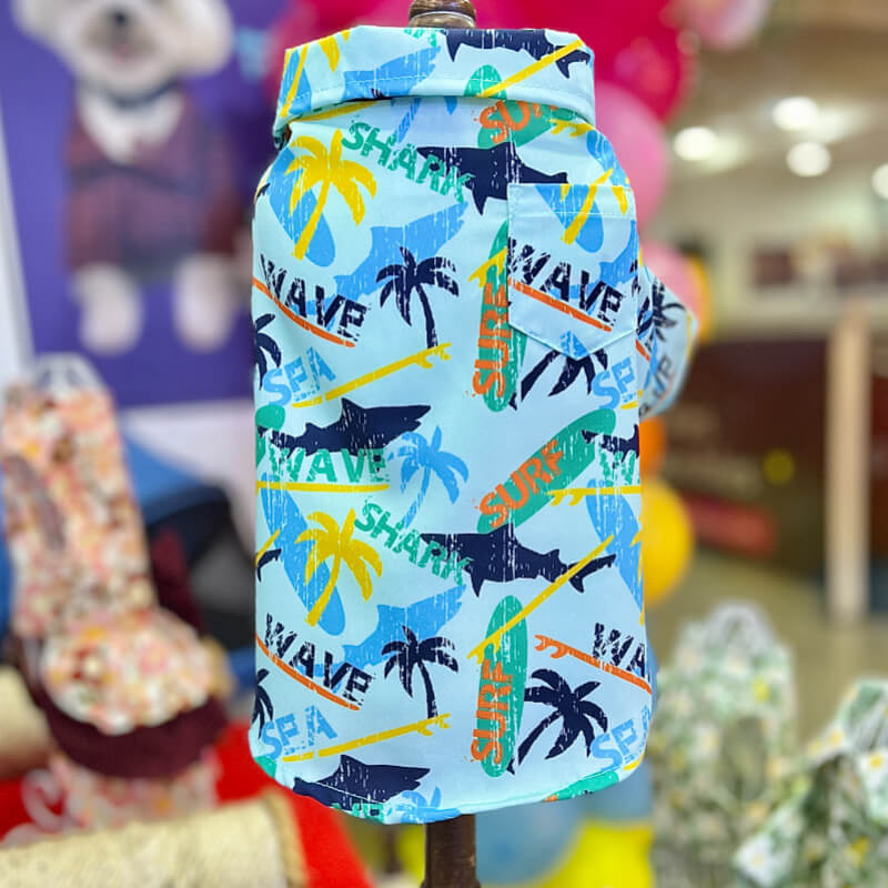 CAMISA HAWAIANA DE PALMERAS PARA GATITOS Y PERRITOS TALLA XXXS/XXS