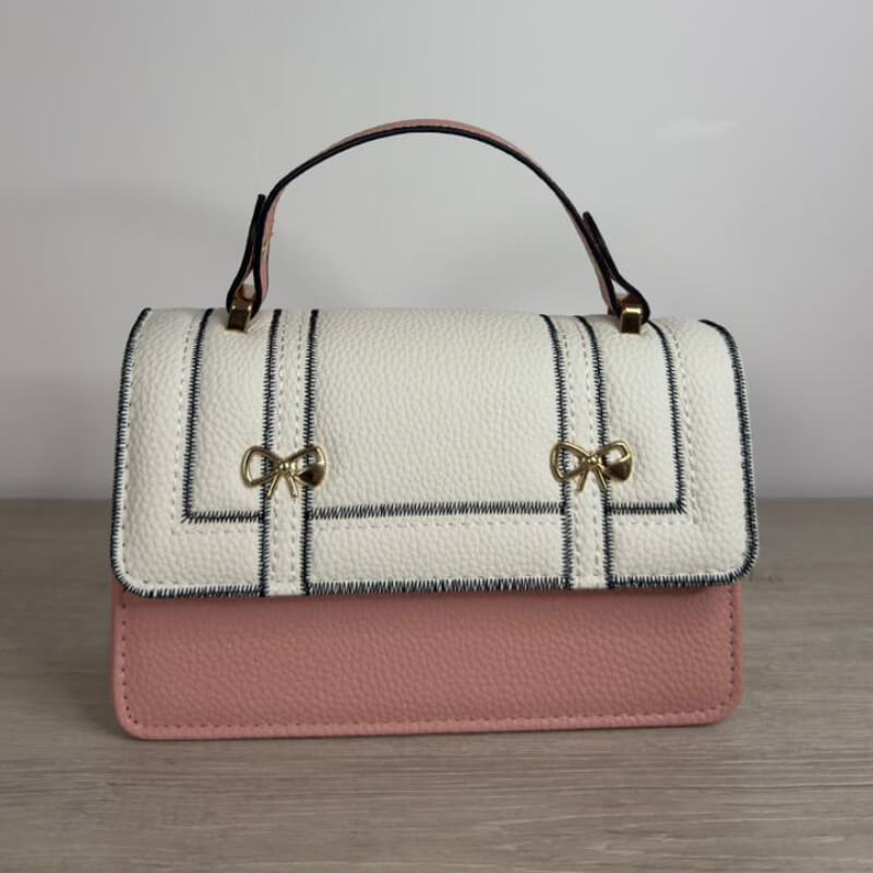 Cartera Rosada Elegante con Lazos: Bolso de Mano Chic para Mujer, Diseño Exclusivo y Moderno
