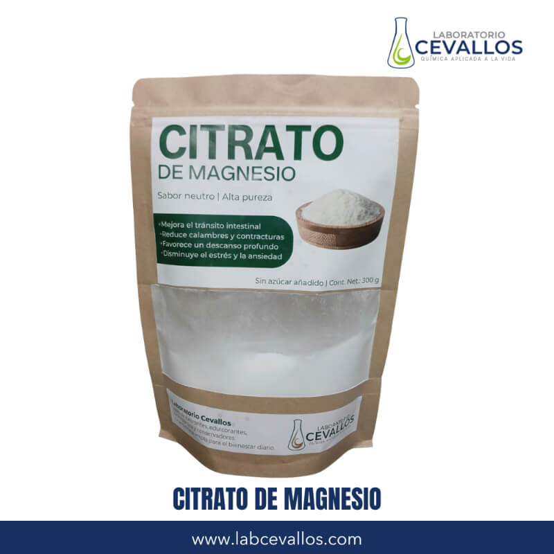 Citrato de Magnesio 300 g en Polvo | Alta Pureza | Función Muscular y Digestiva | Laboratorio Cevallos Ecuador