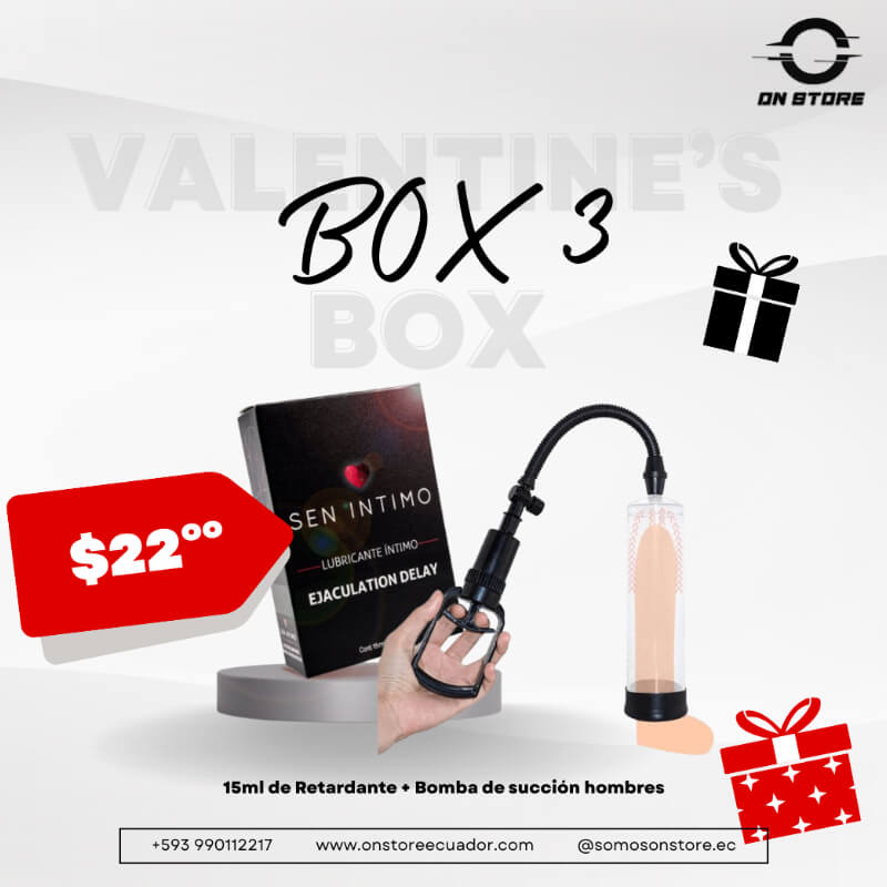 Caja de Regalo, Box #3, Retardante + Bomba de Succión para miembro. Sen Intimo