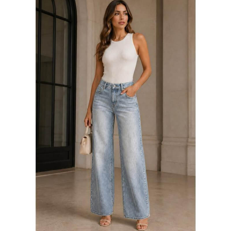 Jean Gchic, Wide Leg: Estilo sofisticado con brillos calidad Premium RF8512