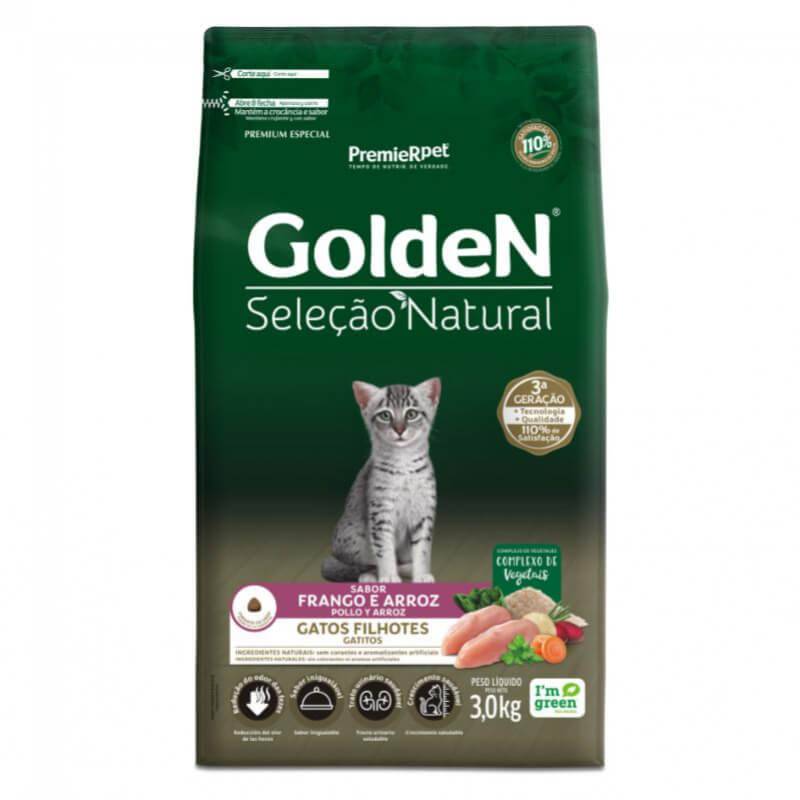 GoldeN® Selección Natural Gatos Gatitos Sabor Pollo y Arroz 3kg