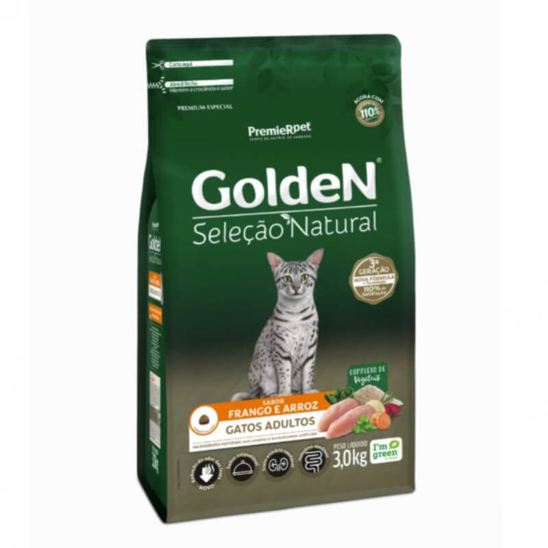 GoldeN® Selección Natural Gatos Adultos Sabor Pollo y Arroz 3kg