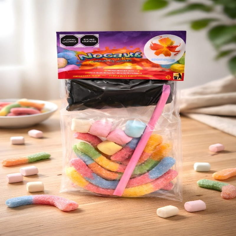 Gomitas gusano neón sabor a frutas | Nocaut Snacks