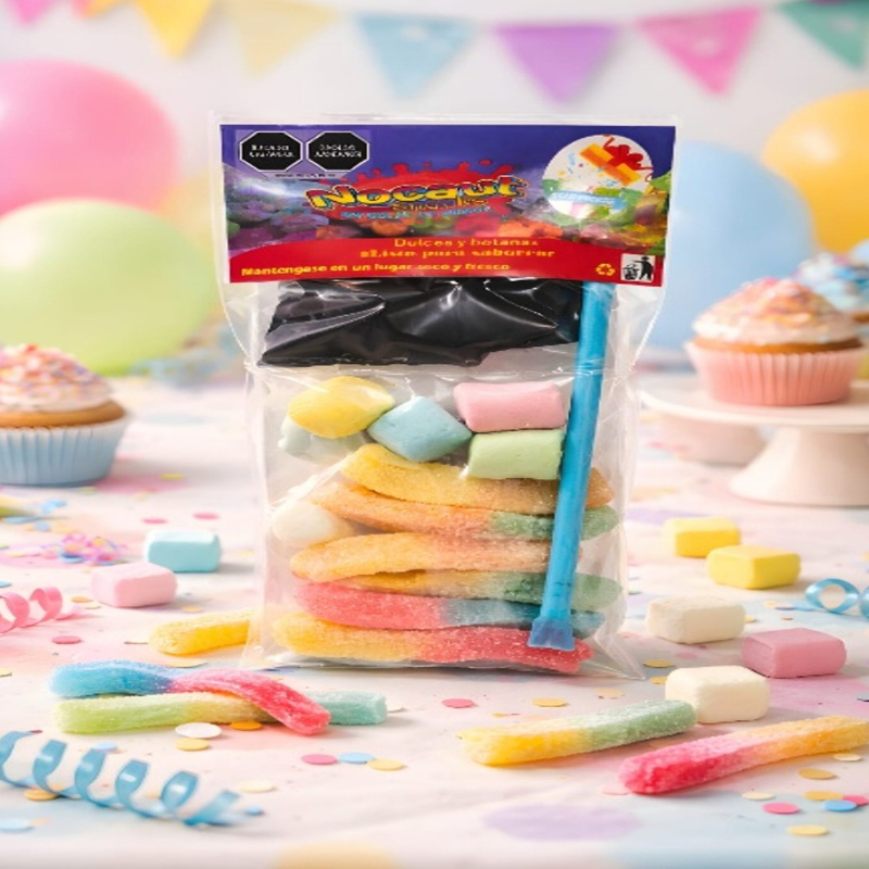 Gomitas mini gusano neón sabor a frutas | Nocaut Snacks