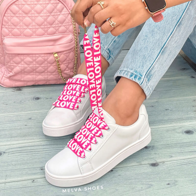 Sneacker Clásico Blancos LOVE Rosado - Estilo Urbano y Comodidad