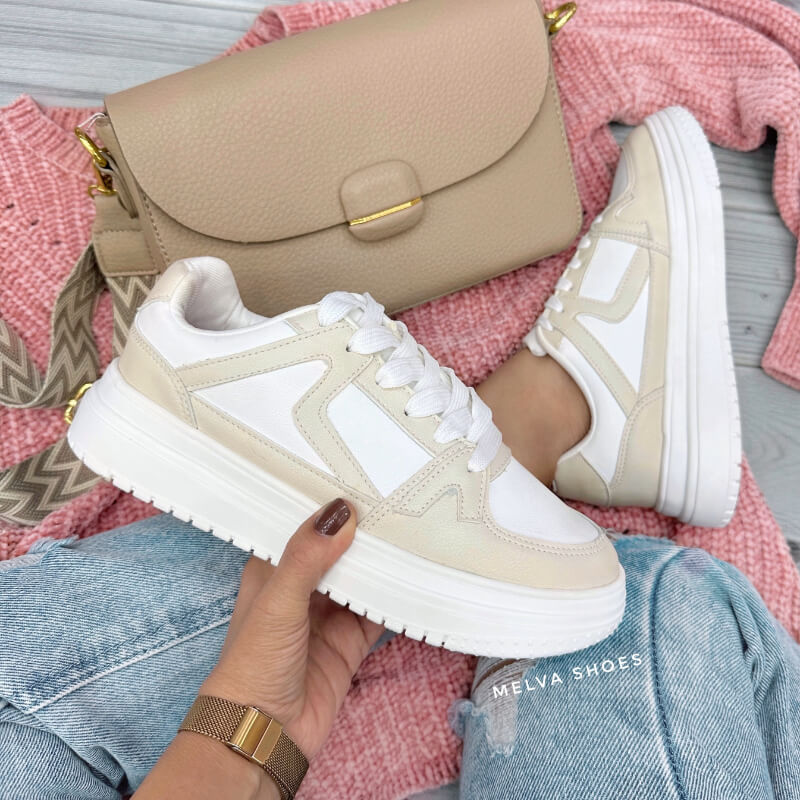 Sneakers Blancos y Kaki : Urbanas de Suela Baja, Comodidad y Tendencia