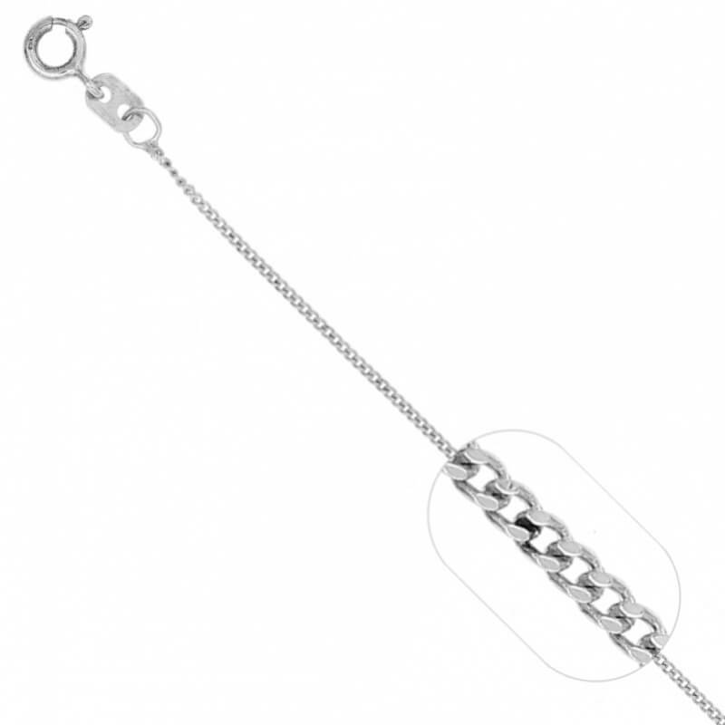 Cadena Grumet Fina de Plata 925 – Lomo de Corvina, Cubana, Martillada, Barbada – Hipoalergénica 45cm